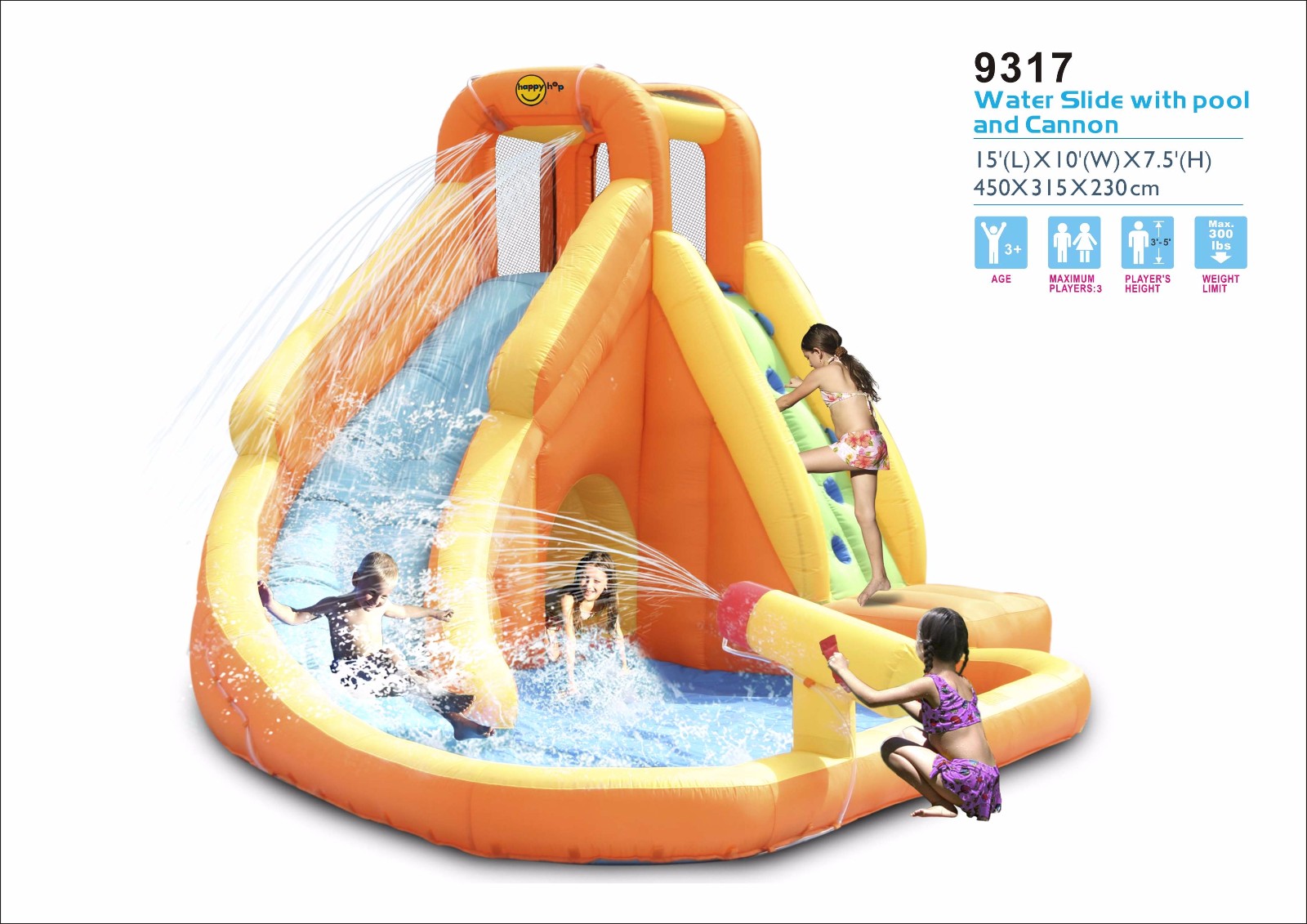 Inflatable Pool-9317 Water Slide with Pool and Cannon